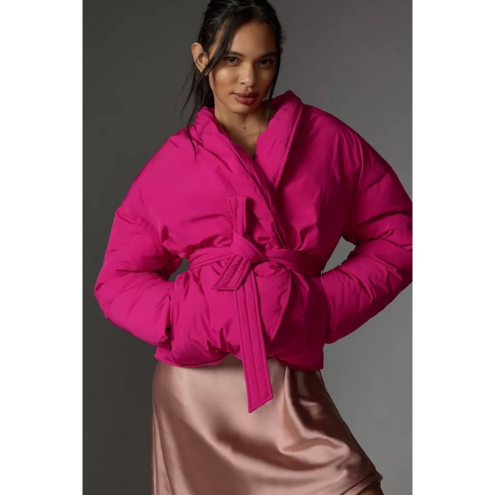 MAEVE Pink Puffer Coat XL Anthropologie